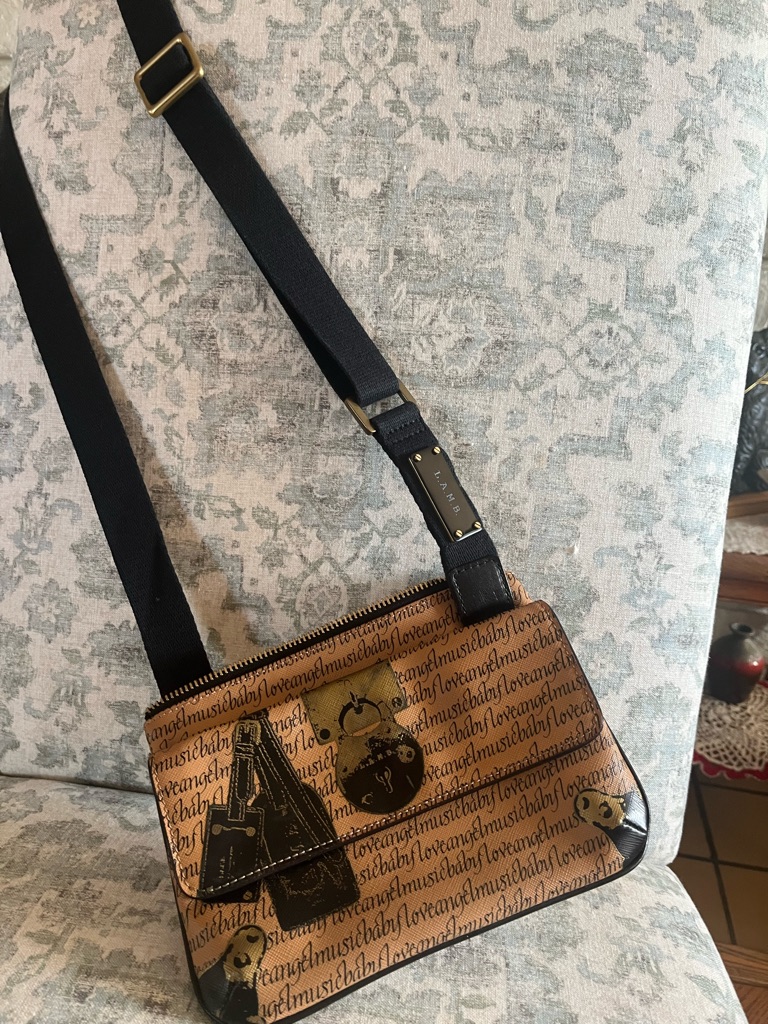 L.A.M.B. Printed Tan And Black Crossbody Bag